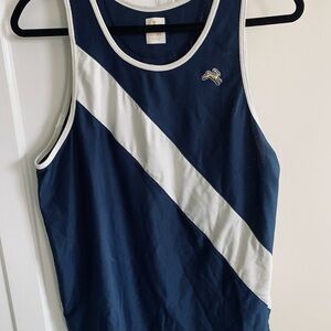 Tracksmith Navy and White Mesh Singlet